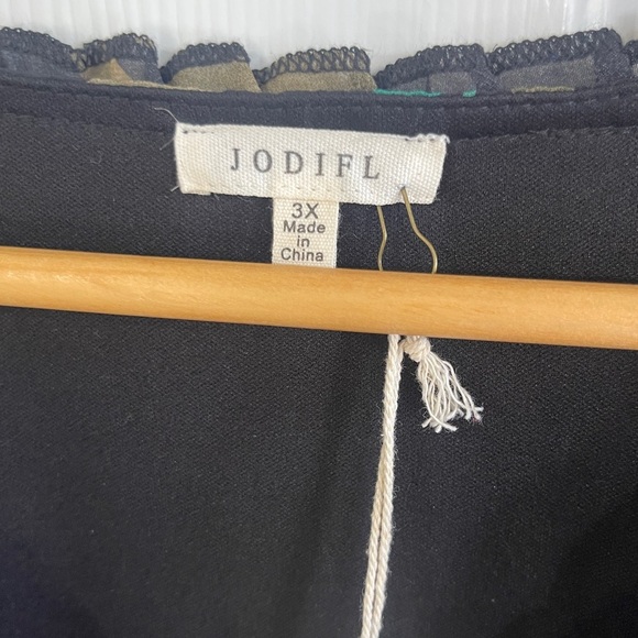 Jodifl Maxi Dress Women 3X Plus Black Fall Floral  Lined Elastic Waist Ruffles - Picture 5 of 8